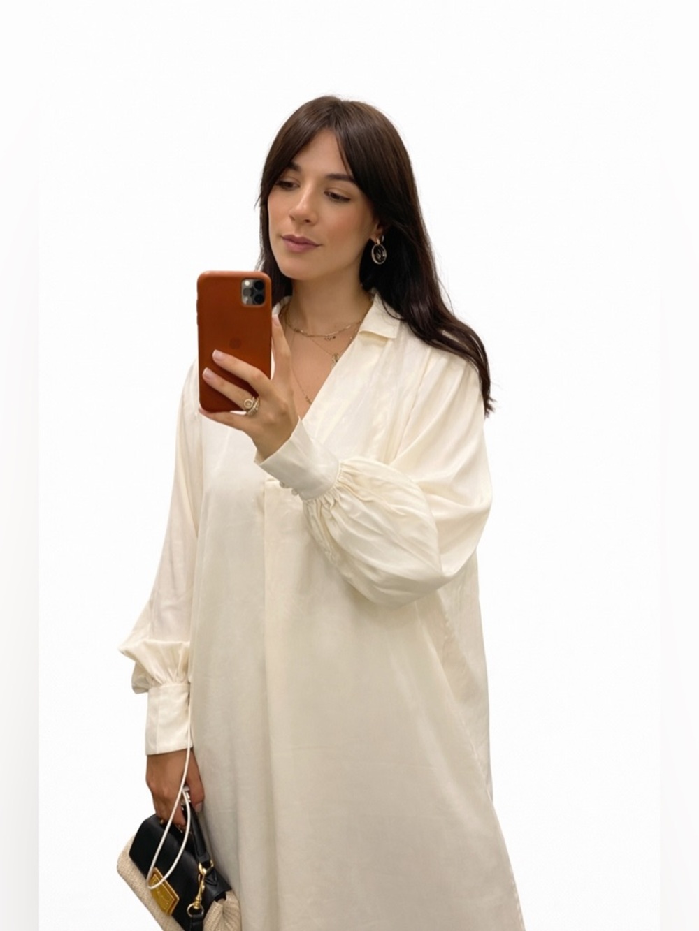 H&M Cream V-Neck Long-Sleeve Tunic